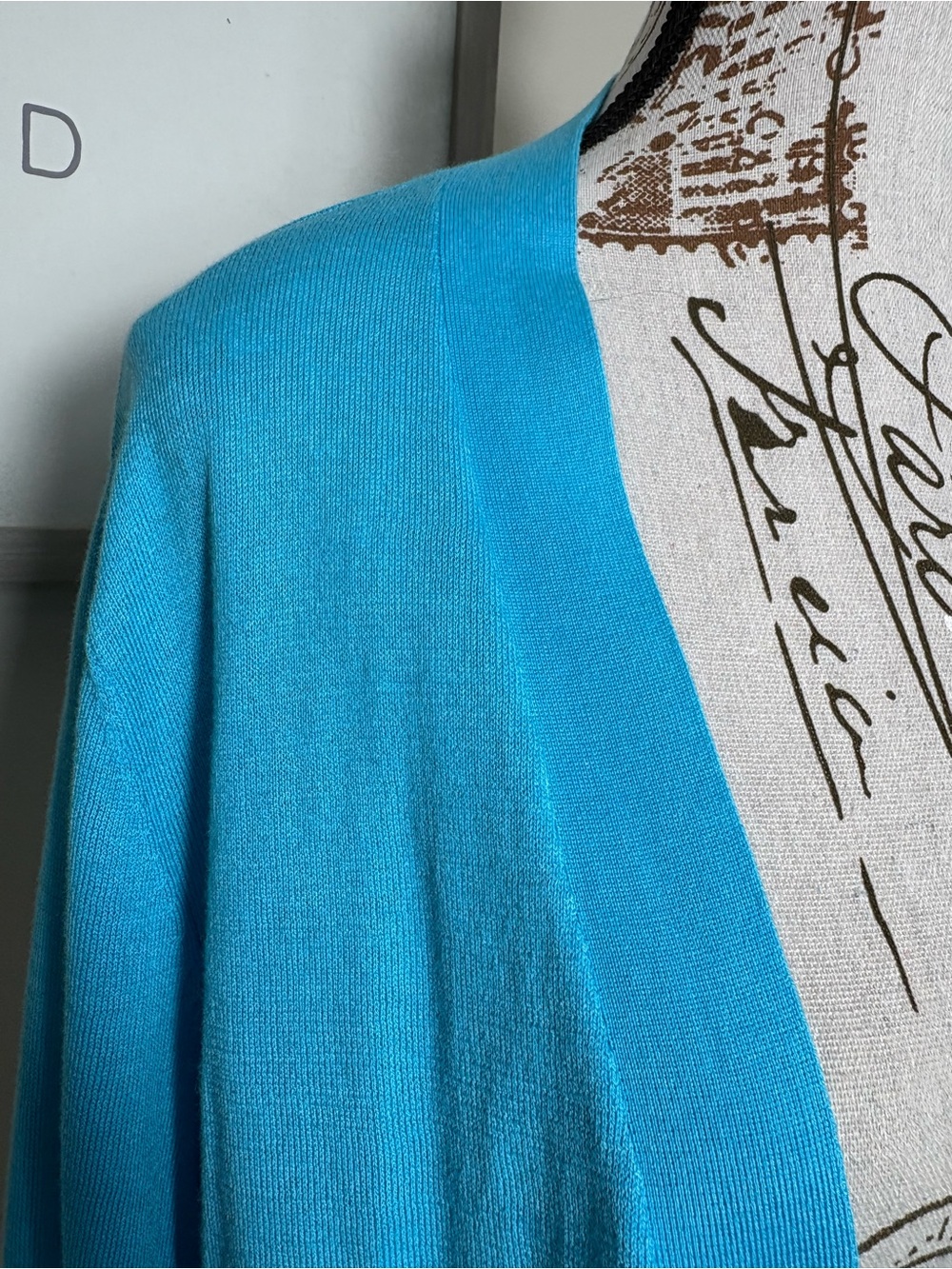Talbots XL Turquoise Open Front Cropped Cardigan Cotton Modal Lightweight - Picture 3 of 8